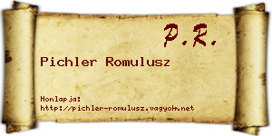 Pichler Romulusz névjegykártya